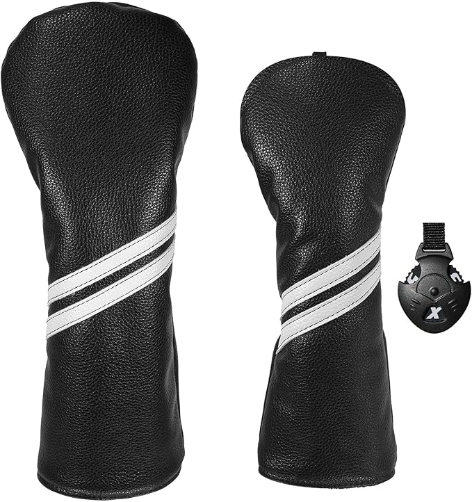 Golf Head cover Set - 2pcs Golf Club Head Covers for Driver and Hybrids Woods with Interchangeable No. Tag
