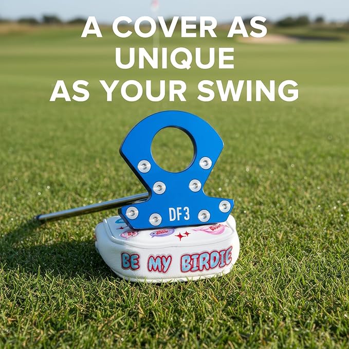 Golf Putter Covers Mallet Putter Headcover for Golf DF3 Putter, Colorful Birdie Magnetic Closure Premium Leather Mallet Putter Covers for 2 Ball Putter