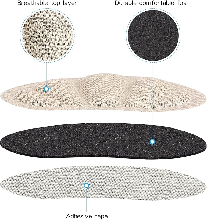 Back of Heel Cushion Pads, Adhesive Heel Grips Inserts for Loose Shoes, Shoe Slip, Heel Pain and Blister, 8PCS-Beige
