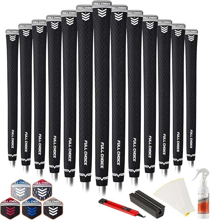 Rubber Golf Grips 13 Pack, Concise Fashion Design, Non-slip, Choose from 13 Grips Set or 13 Grips with Regripping Kit, Standard/Mid/Jumbo Size, 5 Colors Available, RG02 Golf Club Grips