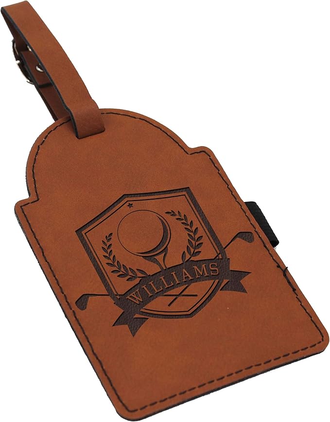 Custom Engraved Golf Luggage and Bag Tag - Personalized Golfing Accessories Gift for Golfer, Mom, Dad, Him, Her (Rust)