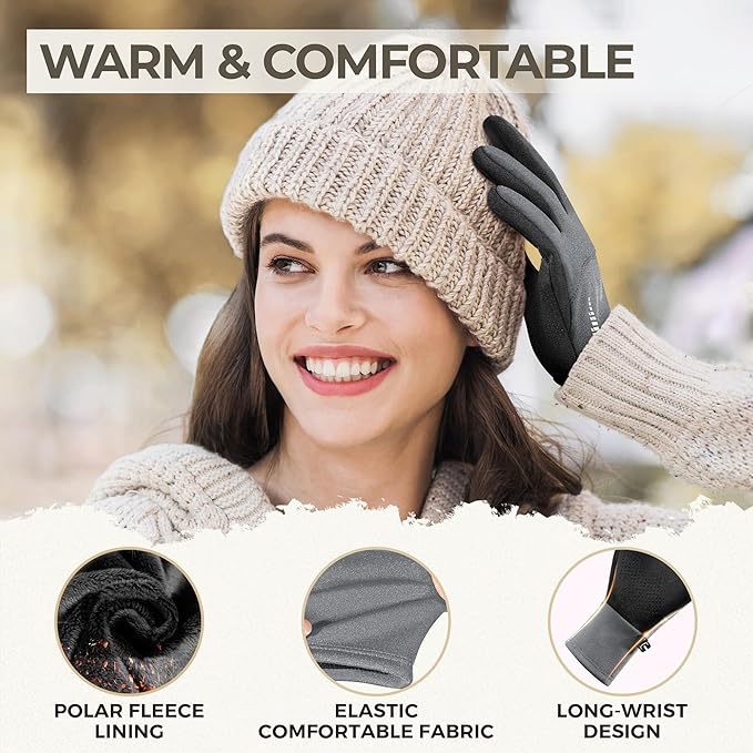 SIMARI Winter Gloves for Women, TouchScreen Water-Resistant Warm Thermal Gloves for Cold Weather, Running Hiking Driving