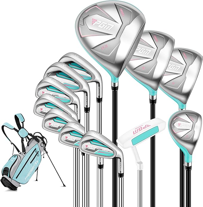 PGM Women's Oversea 9/12 Pieces Complete Golf Club Set with High-Strength Thin Face Design 460cc Driver