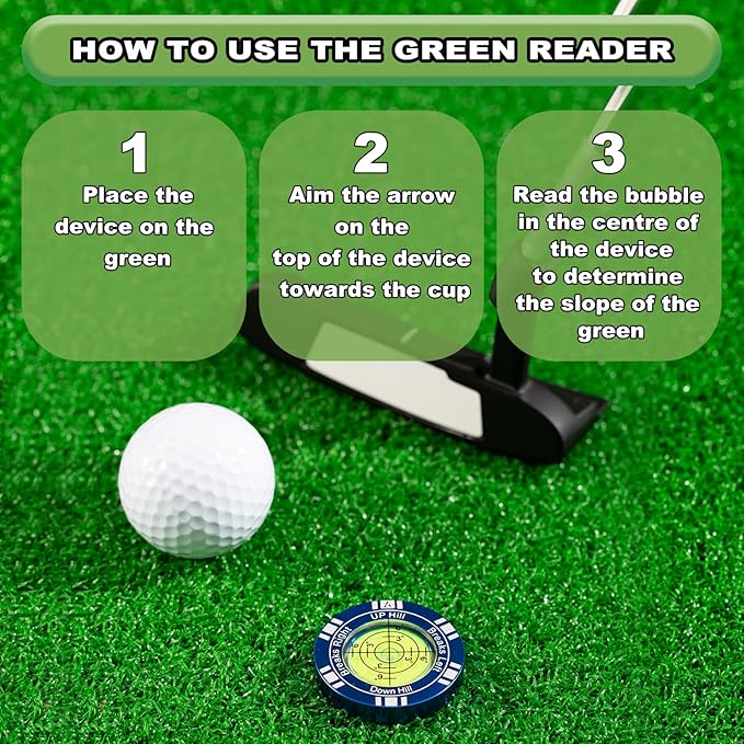 Golf Putt Green Reader, High Precision Golf Training Aid, Stylish Hat Clip Ball Marker, Golf Accessories for Men Women