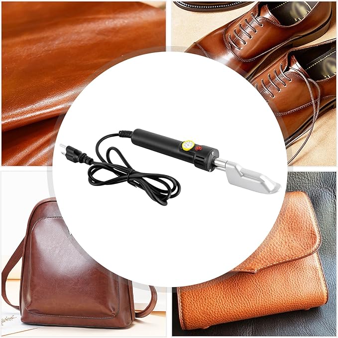 Electric Leather Iron, 110V 120W Portable Mini Iron 50-350℃ Adjustable Handy Heat Press Small Irons for Leather Clothe Shoes Bags