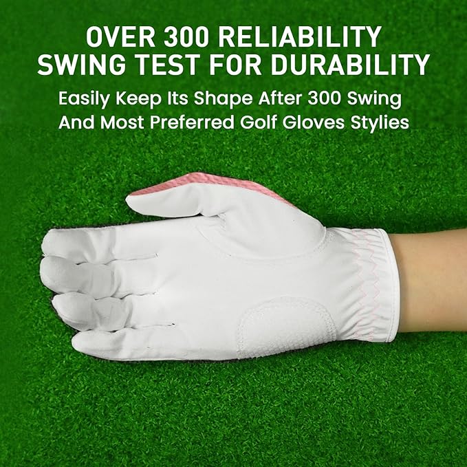 FINGER TEN Womens Golf Glove Right Handed Golfer Left Hand 1 Pack Golf Gloves Rain Grip Hot Wet All Weather Mesh for Women Girls Ladies Small Medium Large