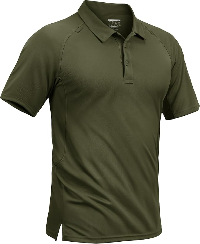 TACVASEN Men's Polo Shirts Short Sleeve Golf Polos Dry Fit UPF 50+ Performance Tactical Collared Hiking Shirt