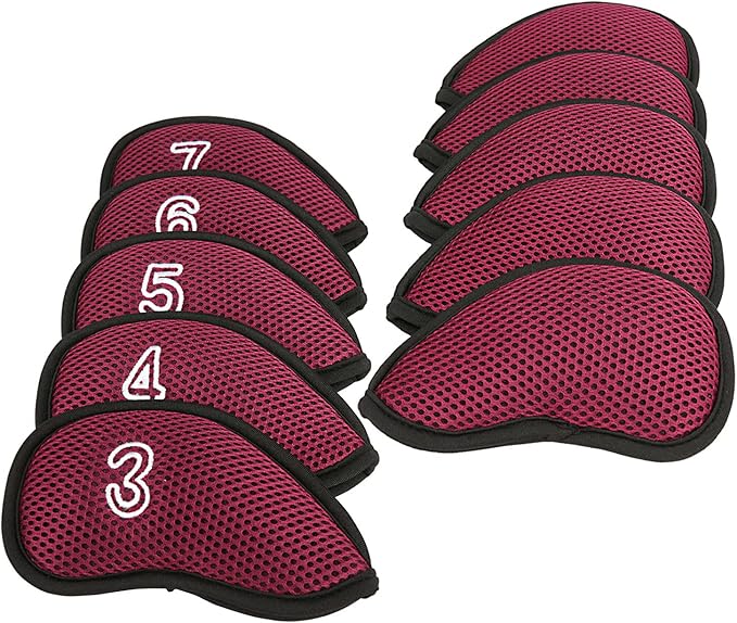 10Pcs/Pack New Meshy Golf Iron Covers Set Golf Club Head Cover Fit Most Irons