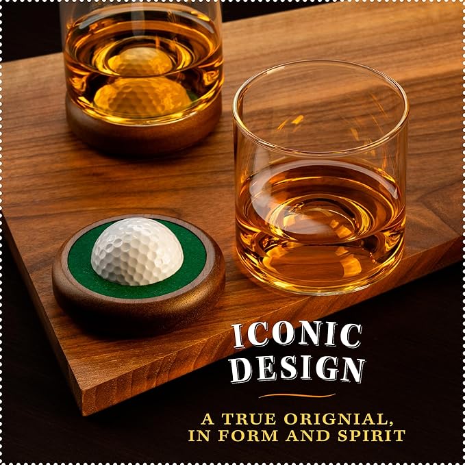 Golf Whiskey Glass Set | Golf Ball Shot Glasses | 12 oz Whiskey Glasses | Gifts for Golfers | Cool Stuff for Golfers | Birthday Gifts for Men and Women | Uncle Gift | Whiskey Presents for Golfer