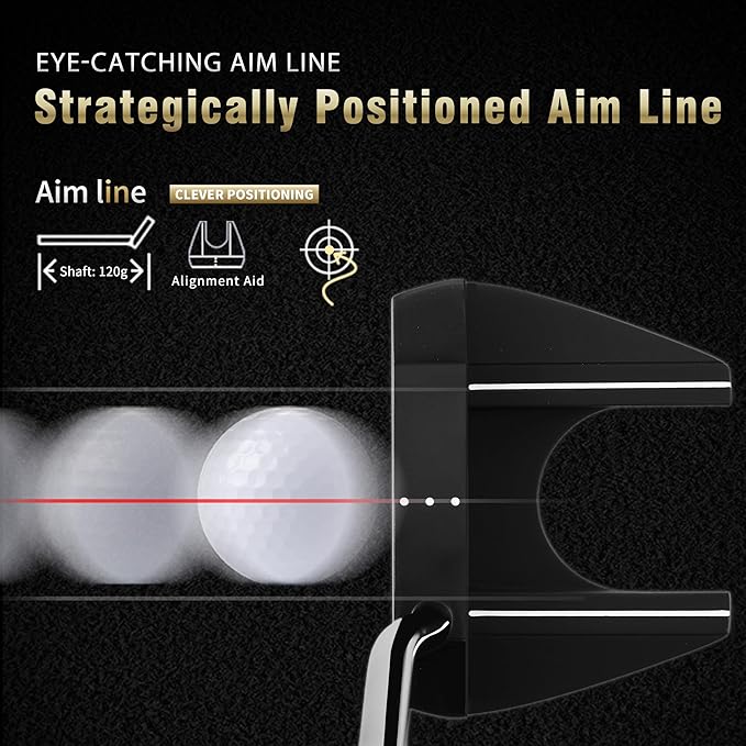 PGM TUG024 CNC‑Milled Low‑CG Golf Putter with Alignment Line & Oversized Grip – Tungsten Counterweight, Stainless Shaft, Men’s Right‑Handed