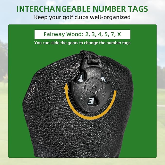 Golf Club Head Covers - 4pcs or 1pc Golf Accessories Club Covers Set for Woods and Driver Fairway Hybrids with Interchangeable Tags