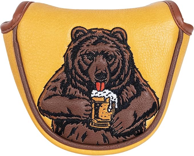 Golf Club Head Cover Golf Head Cover Driver Headcover Fairway Wood Headcover Hybrid Club Head Cover Golf Blade Mallet Putter Cover Beer Bear