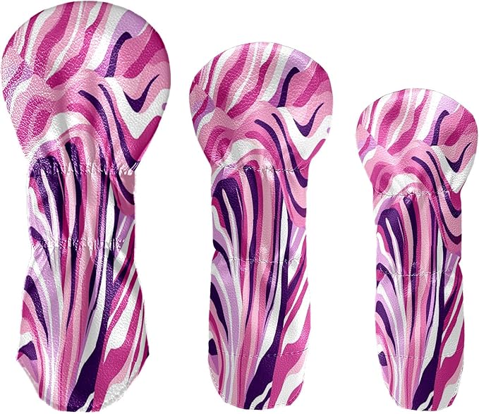 Funny Butterfly Colorful Golf Head Covers for Driver, Fairway, Hybrid & 3 Wood Premium PU Leather with Soft Velvet Lining Waterproof & Scratch-Resistant Unique Golf Gift for Men & Women