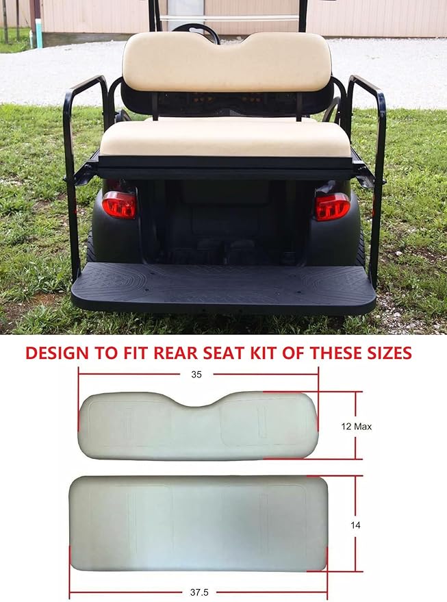 Huskey 4PCS Golf Cart Front/Rear Seat Covers for EZGO Medalist/TXT 94-13 Custom Two-Tone Black/Limegreen Diamond Stitching with Limegreen Piping, Marine Grade Vinyl Material, Staple on Design