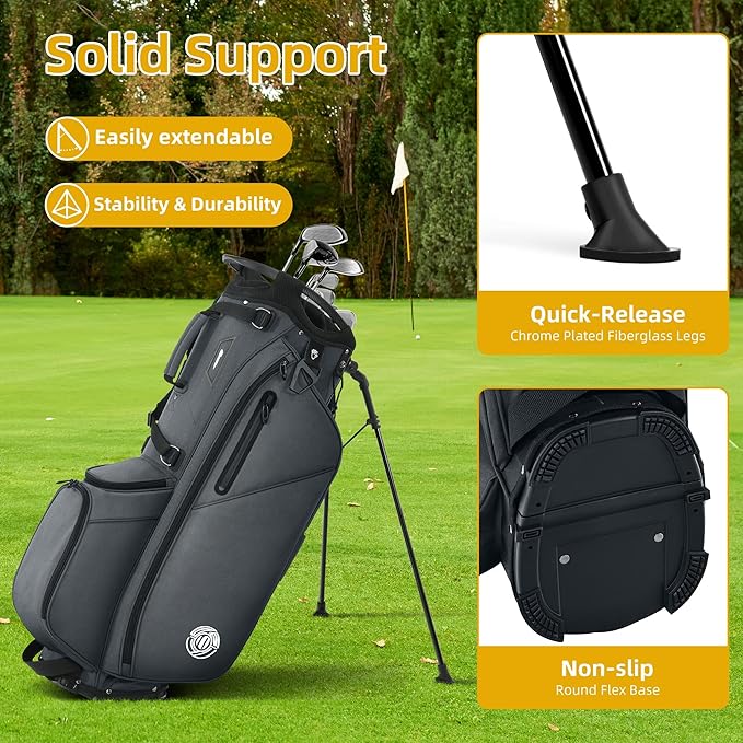 Golf Stand Bag 14 Way, Lightweight Golf Bags for Men Women with Stand, Padded Ergonomic Double Strap, Full Length Dividers, Multiple Pockets, Rain Hood