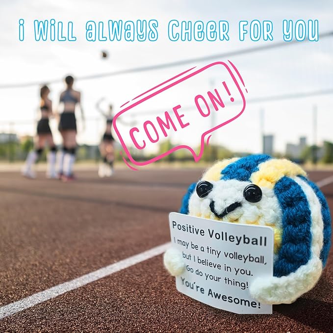 Mini Volleyball Ball Birthday Gifts for Men Women Volleyball Players,Funny Crochet Gifts for Volleyballs Lovers, Emotional Support Crochet