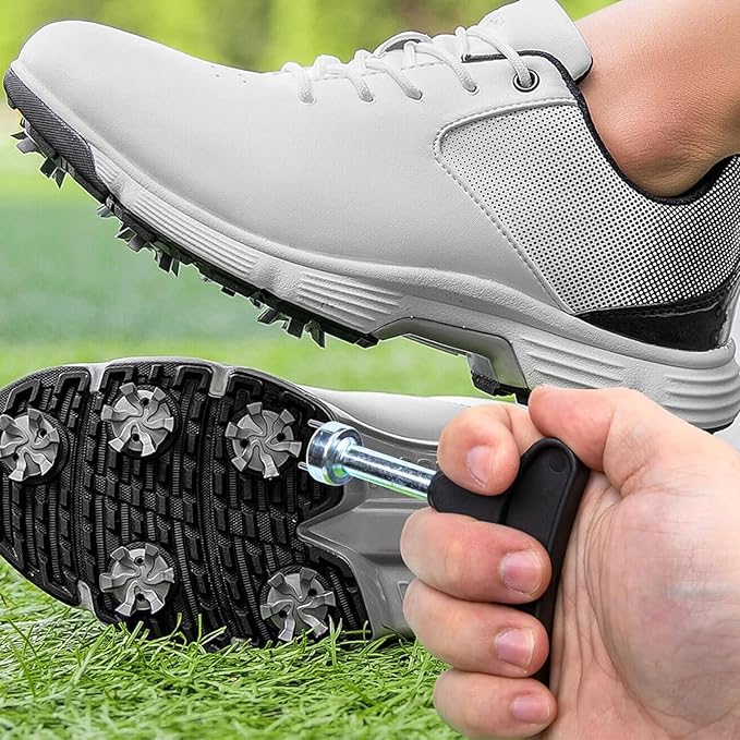 Golf Spike Tool, Stainless Steel Multi Function Golf Shoe Spikes Replacements, Comfortable Grip, Universal Shoe Spike Replacement Tool (with Club Wrench)