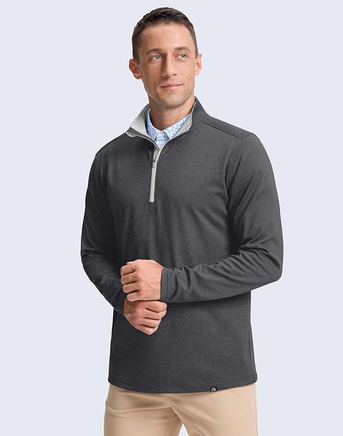 Obla Golf Quarter Zip Pullover Men Fleece Mock Neck Sweatshirt Winter Warm 1/4 Zip Long Sleeve Golf Shirt