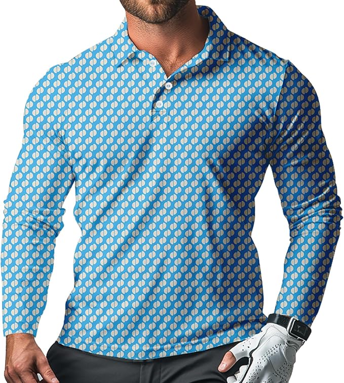 Men's Long Sleeve Golf Shirt Quick Dry 3 Button Work Fishing Outdoor Casual Collar Shirt