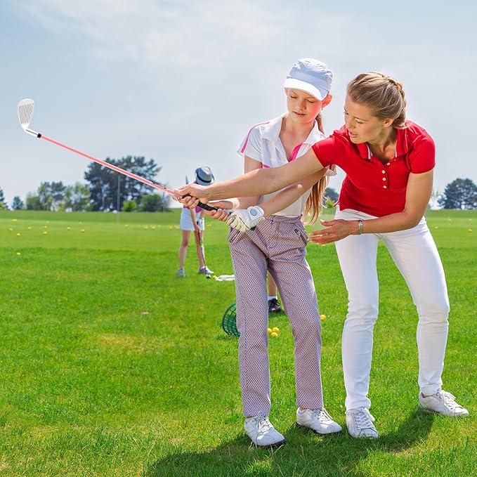 Tangkula Junior #7 Iron for Kids, Individual Gold Club for Boys and Girls with Fiberglass Shaft and Head Cover, Junior Practice Golf Club, Right Hand, 33 Inch, Ages 11-14