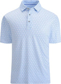 Esabel.C Golf Shirts for Men Dry Fit Performance Short Sleeve Print Moisture Wicking Collared Shirt