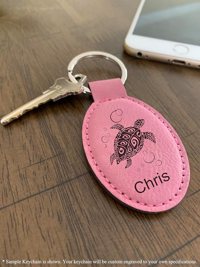 LaserGram Oval Keychain, Golfer Golfing, Personalized Engraving Included (Pink)