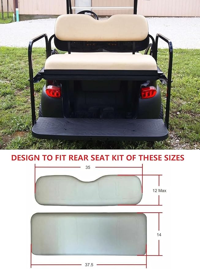 Huskey Golf Cart Front Rear Seat Covers for EZGO Valor/TXT 2014-2022 Models, Black/Lime Green Diamond Stitching, Custom Fit, Marine Grade Vinyl, Staple On