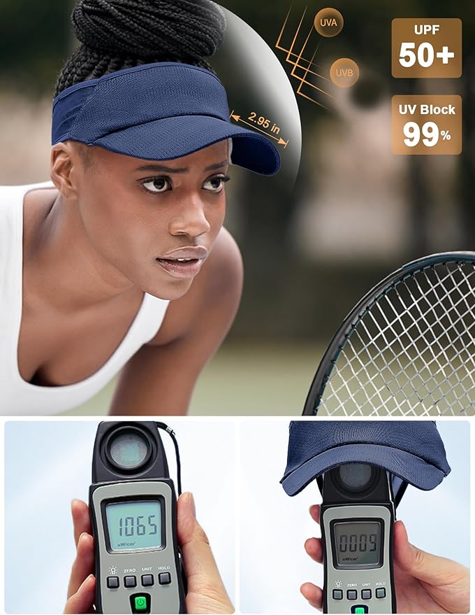 Sport Sun-Visor Hat Men Women Summer UV Protection, Lightweight Cooling Golf Running Tennis Sweat-Band Cap