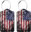 2 Pack American Flag Luggage Tags for Suitcases USA Cool Leather Luggage Tag for Travel Bag Tag Privacy Name ID Card Bag Labels for Friends Adults Kids Tourists
