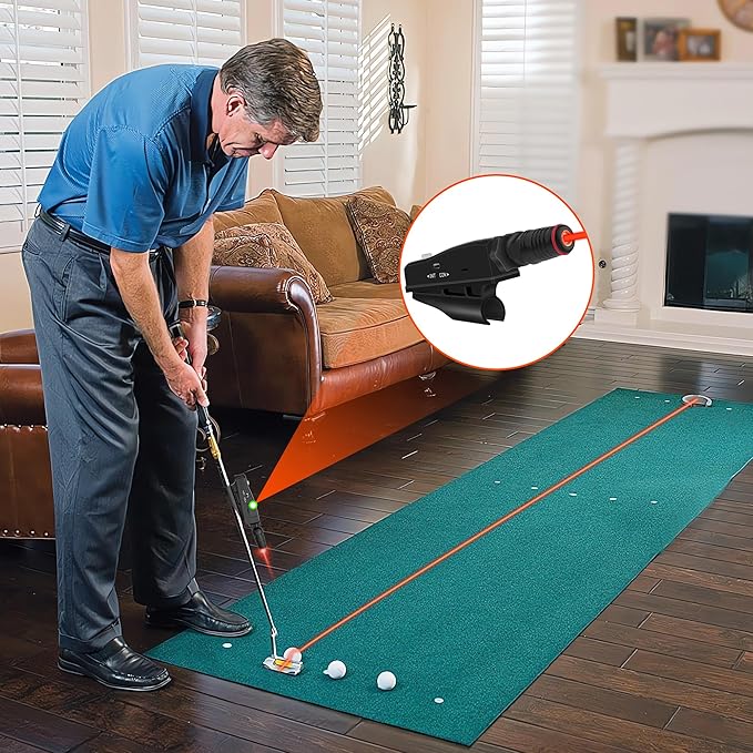Indoor Golf Laser Putting Training Aid with Two Modes, Putting Training Aid for Alignment Tool, Precision Red Line Laser Putting Trainer, Cool Golf Gift for Golfers