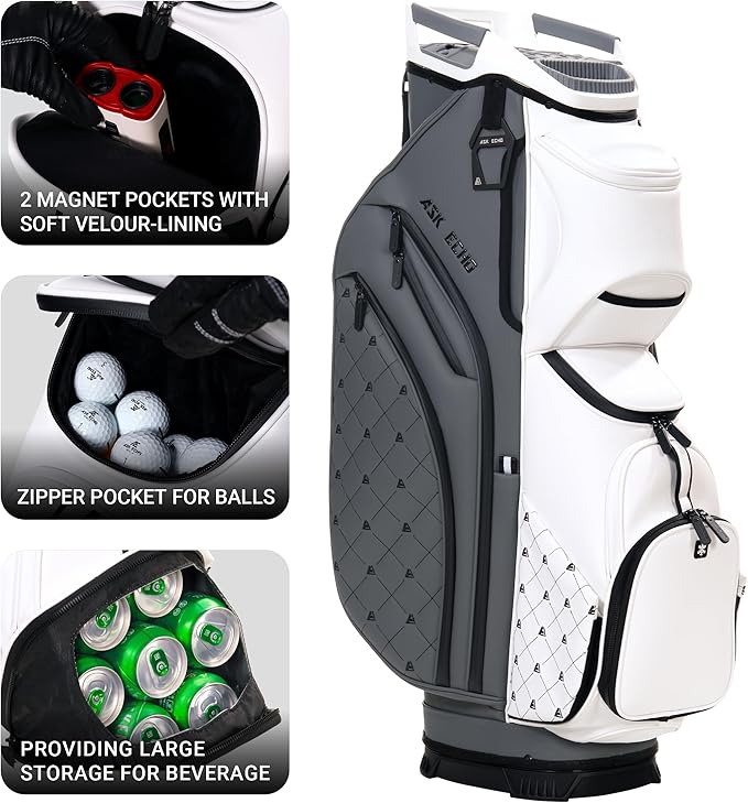 ASK ECHO Soundless Cart Golf Bag with 15 Way Full Length Dividers Golf SLC-130LE Cart Bag