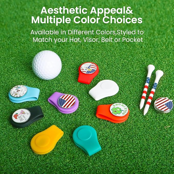 FINGER TEN Golf Ball Marker Hat Clip Magnetic Value 3 4 6 Pack Set Silicone Durable Removable Attaches Easily to Hats Caps Belt