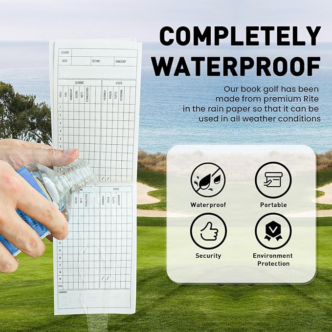 FINGER TEN Golf Scorecard Book Stats Statistics Log Notebook Waterproof Paper Value 1/2/4/8 Pack, Fit Golf Score Card Holder Cover