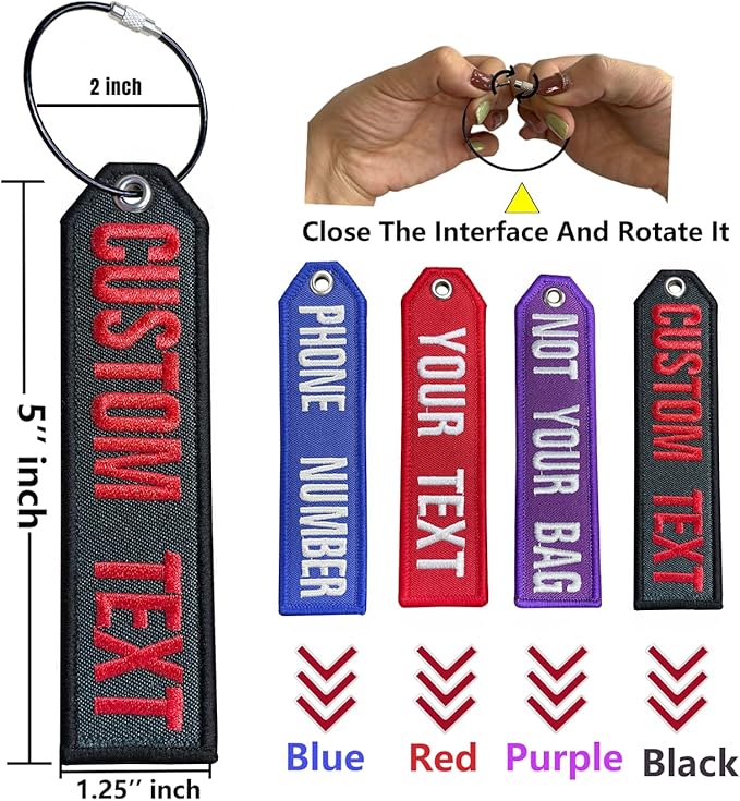 mvcen Embroidery Luggage Tag, Custom Travel Suitcases Tags Label,Name Number Tags with Stainless Steel Loop for Luggage, Travel Duffel Bag, Travel Accessories