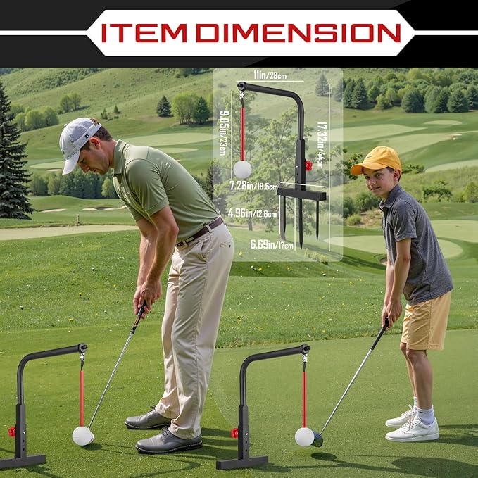 Golf Swing Trainer - Durable Iron Practice Golf Swing Training Aid - Golf Accessories for Kids & Youth with Replacement Ball Included & Height Adjustment Golf Accessories for Gift