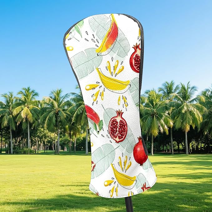 Premium Leather Golf Club Headcovers,Mango Pattern Fits Driver Hybrid Fairway 3/5 Wood,with Scratch-Resistant Lining, Gift for Men and Women