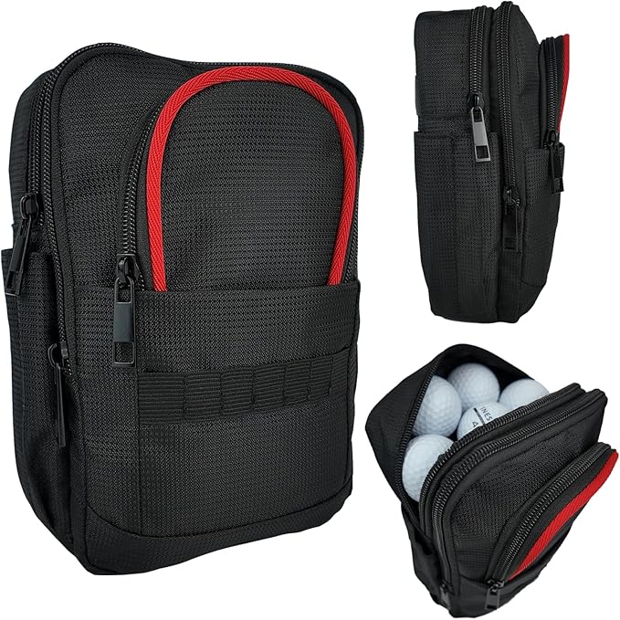 Golf Valuables Pouch & Golf Ball Carrier Bag with 3 Zipper Pockets, Holds 20–25 Balls for Tees & Accessories (Men & Women)