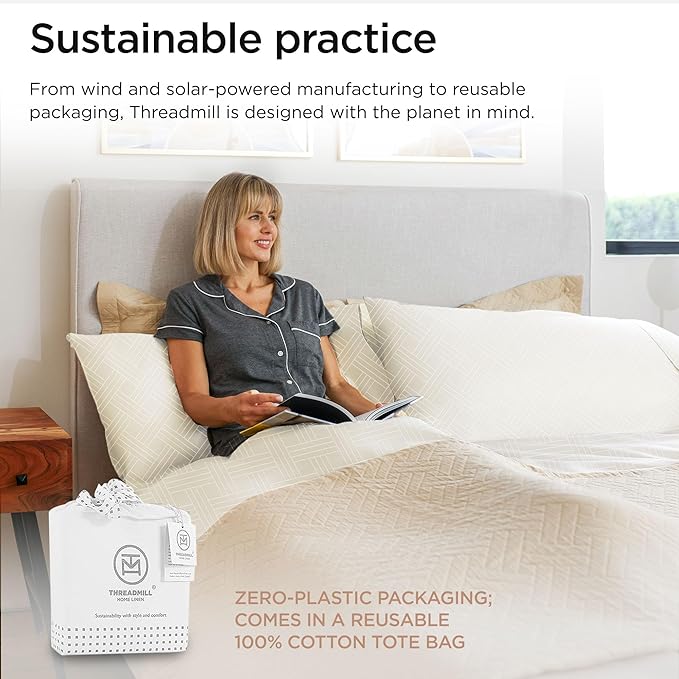 Threadmill Luxury 100% Cotton Full Bed-Sheets - 800 Thread Count Jacquard Celine Ivory,4 Pc Striped Best Sheets for Bed, Damask Sheets with Elasticized Deep Pocket