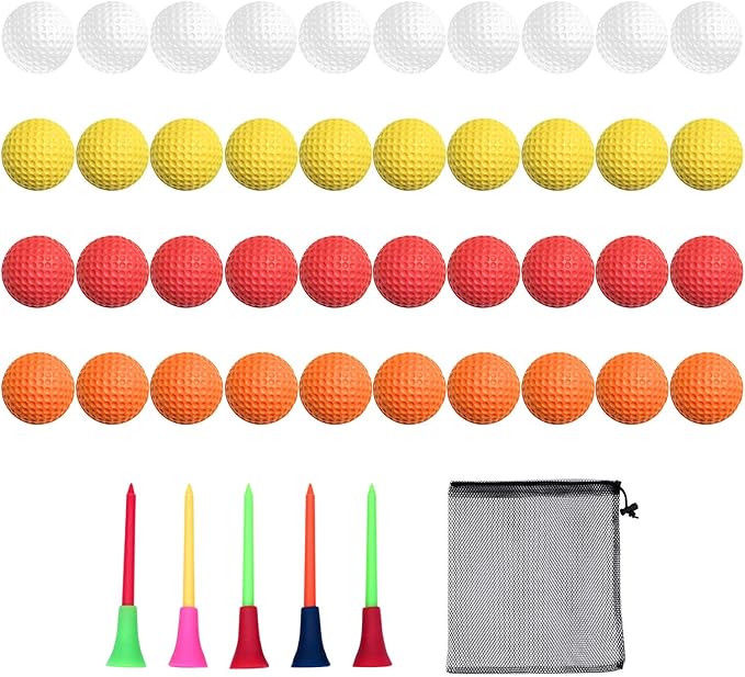 40 Pack Foam Golf Practice Balls - Realistic Feel and Limited Flight Training Balls for Indoor or Outdoor