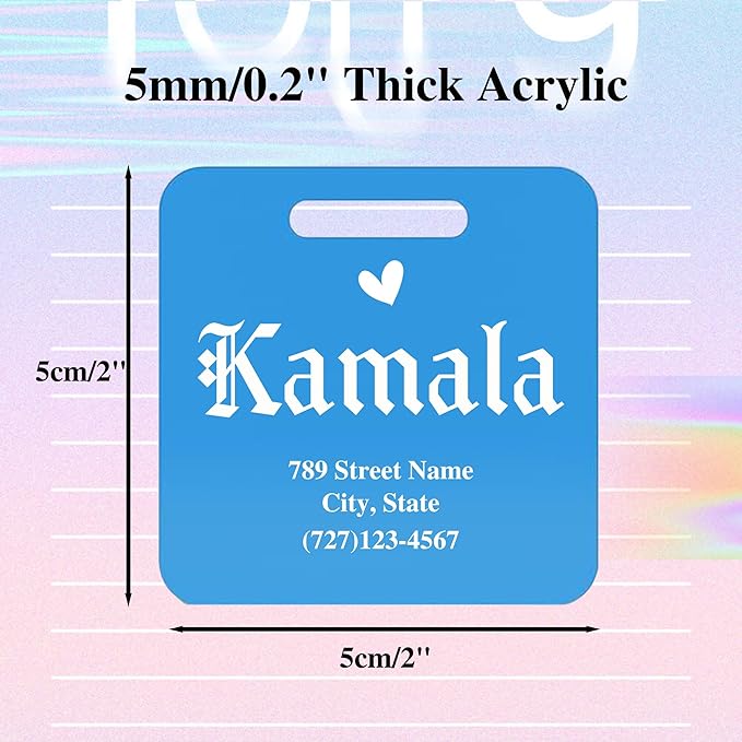 Personalized Luggage Tags for Suitcases,Custom Acrylic Tags with Hole & Steel Loop for Travel,Backpacks,Golf,Bagwine Cup,Waterproof (Blue)