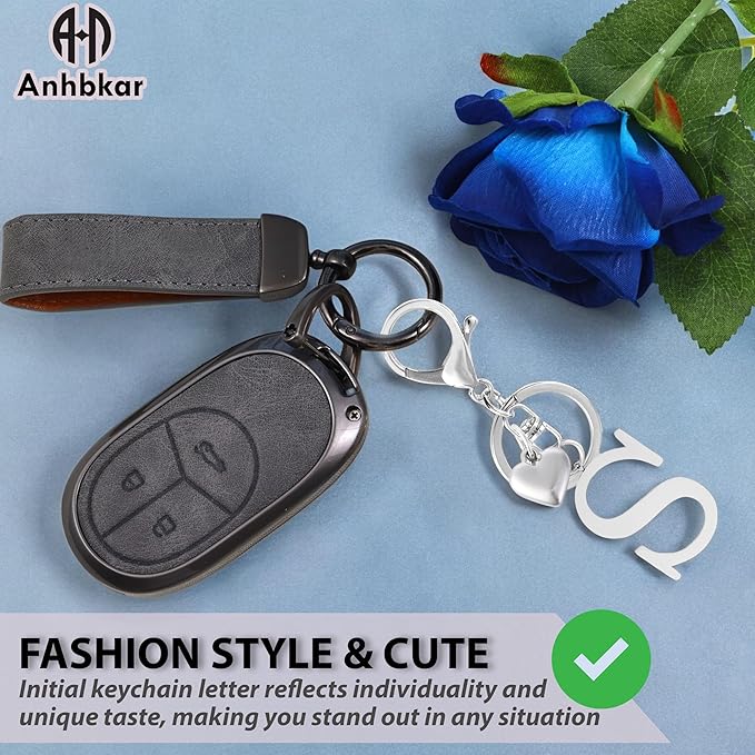Metal Heart Alphabet Keychain for Women, Girls - Cute Initial Letter Accessories for Purse, Bag Charms and Backpack