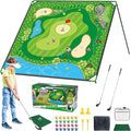 Golf Chipping Game Set, 71 x 71 in Large Golf Practice Mat with 2 Adjustable Clubs, 24 Sticky Balls, Portable Indoor Outdoor Golf Training Set, Perfect Backyard Golf Game Gift for