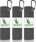 3 Pack 16" X 16" Golf Towels for Golf Bags for Men, Premium Waffle-Pattern Golf Towel with Carabiner Clip, Super Absorbent Microfiber Towel, Golf Accessories for Men, 3 Dark-Gray Colors