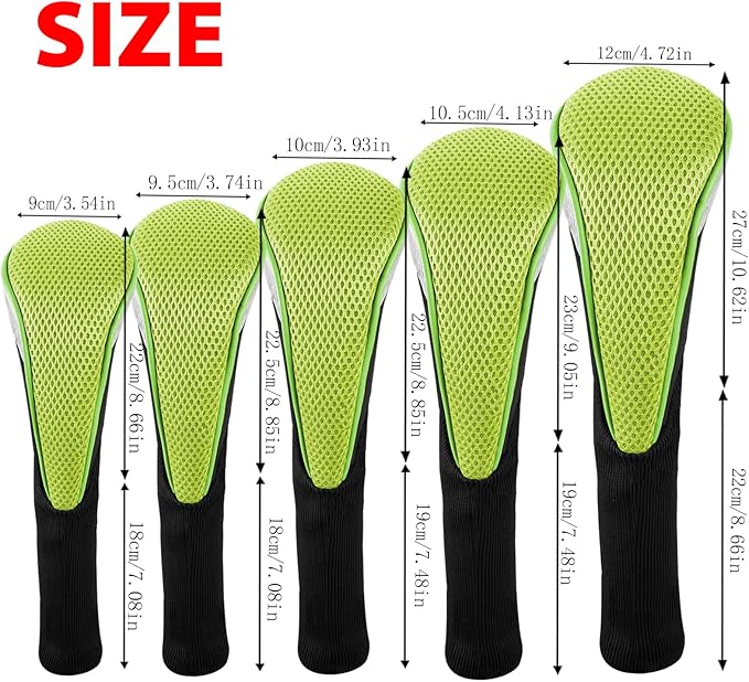 Andux 5pcs/Set Mesh Golf 460cc Driver Fairway Wood Club Head Covers Long Neck with No. Tags