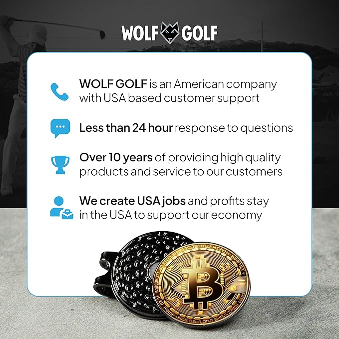 Wolf Golf Towels Golf Ball Marker Hat Clip Set | Multiple Sets to Choose from | 1 Magnetic Clip + 3 Ball Markers | Golf Accessories for Men & Women