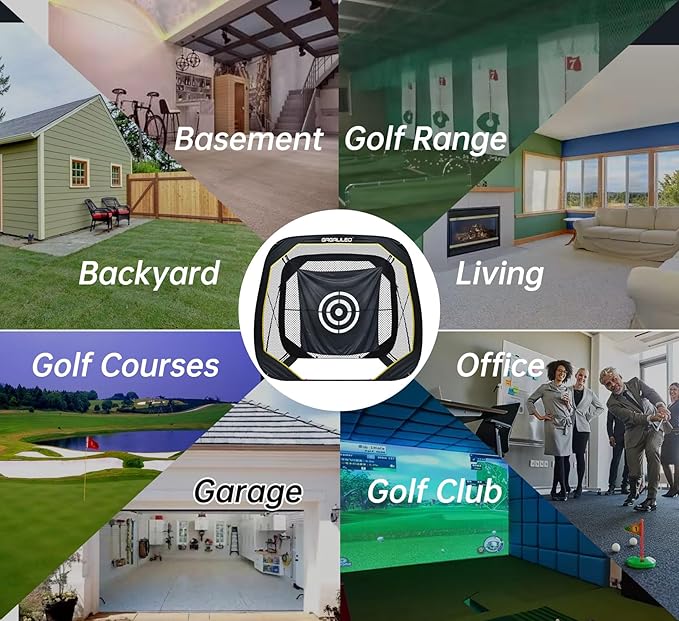 Gagalileo Pop Up Golf Practice Net: Hitting Cage with Target Portable Backyard Garage Training for Driving Chipping Swing Beginners & Golf Enthusiasts