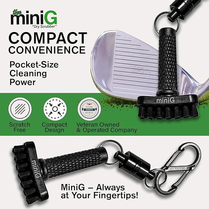 Grooveit Mini Golf Brush The Small MiniG 'Dry Scrubber' Features A Detachable Magnet, Heavy-Duty Nylon Bristles, and 3-Yr Warranty - Used On All Professional Golf Tours - Golf Accessory of 2023
