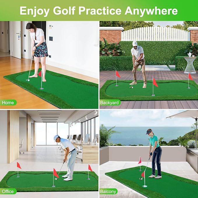 Golf Putting Green, Large Golf Putting Mat for Indoor Outdoor, Professional Practice Training Greens Mat