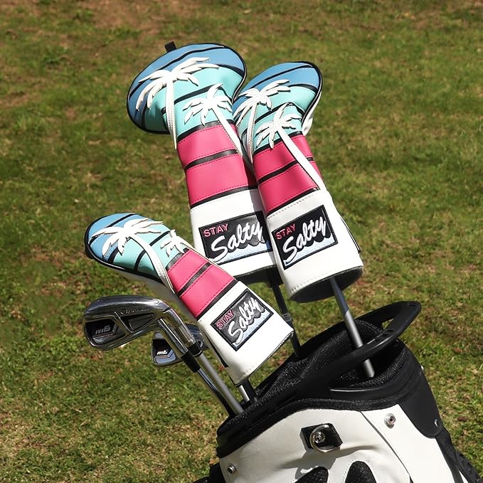 mytag Tropical Golf Headcovers, Coconut Tree Golf Head Covers for Woods and Driver, Putter Covers 3D Embroidery