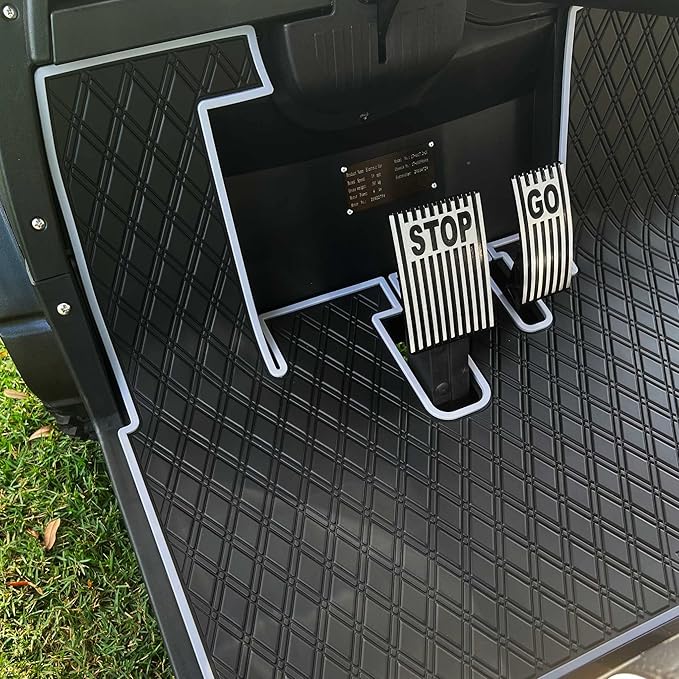 Xtreme Mats ICON Compatible, Full Coverage Golf Cart Floor Liner - Compatible with ICON Golf Carts (i20, i40) and Advanced EV (Gen1) - Grey Trim
